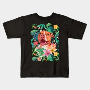 Tropical Red Pit Bull Pitbull 2 Kids T-Shirt